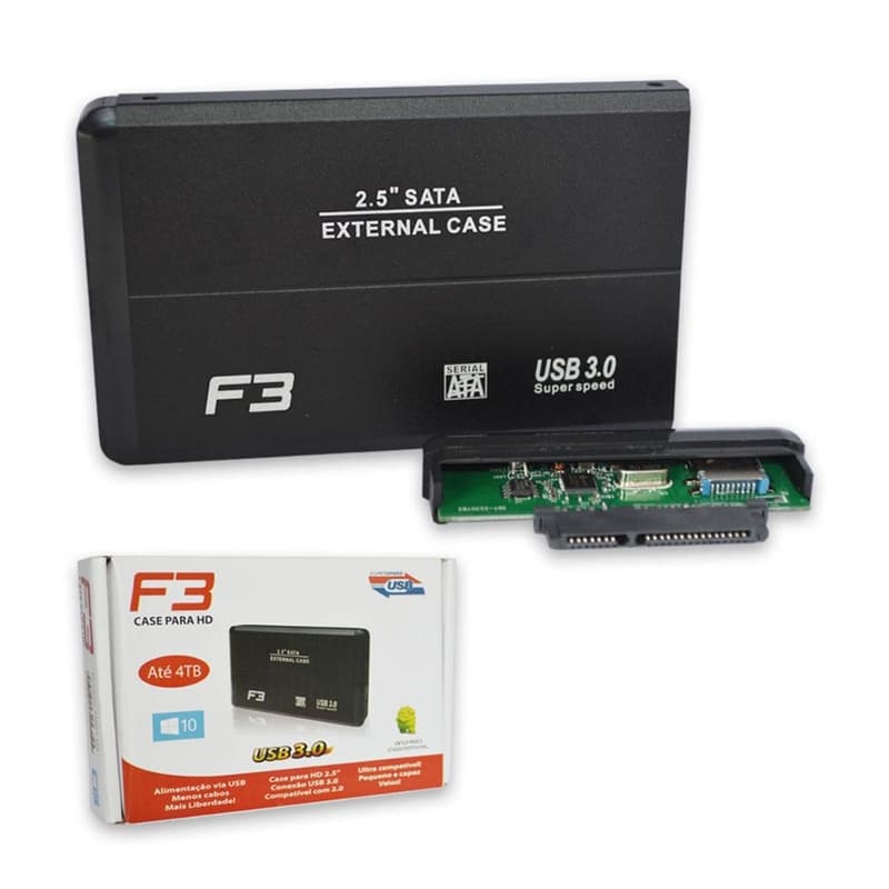 Gaveta USB para HD SATA 2.5 F3 USB 3.0 Cs-u3 Preta