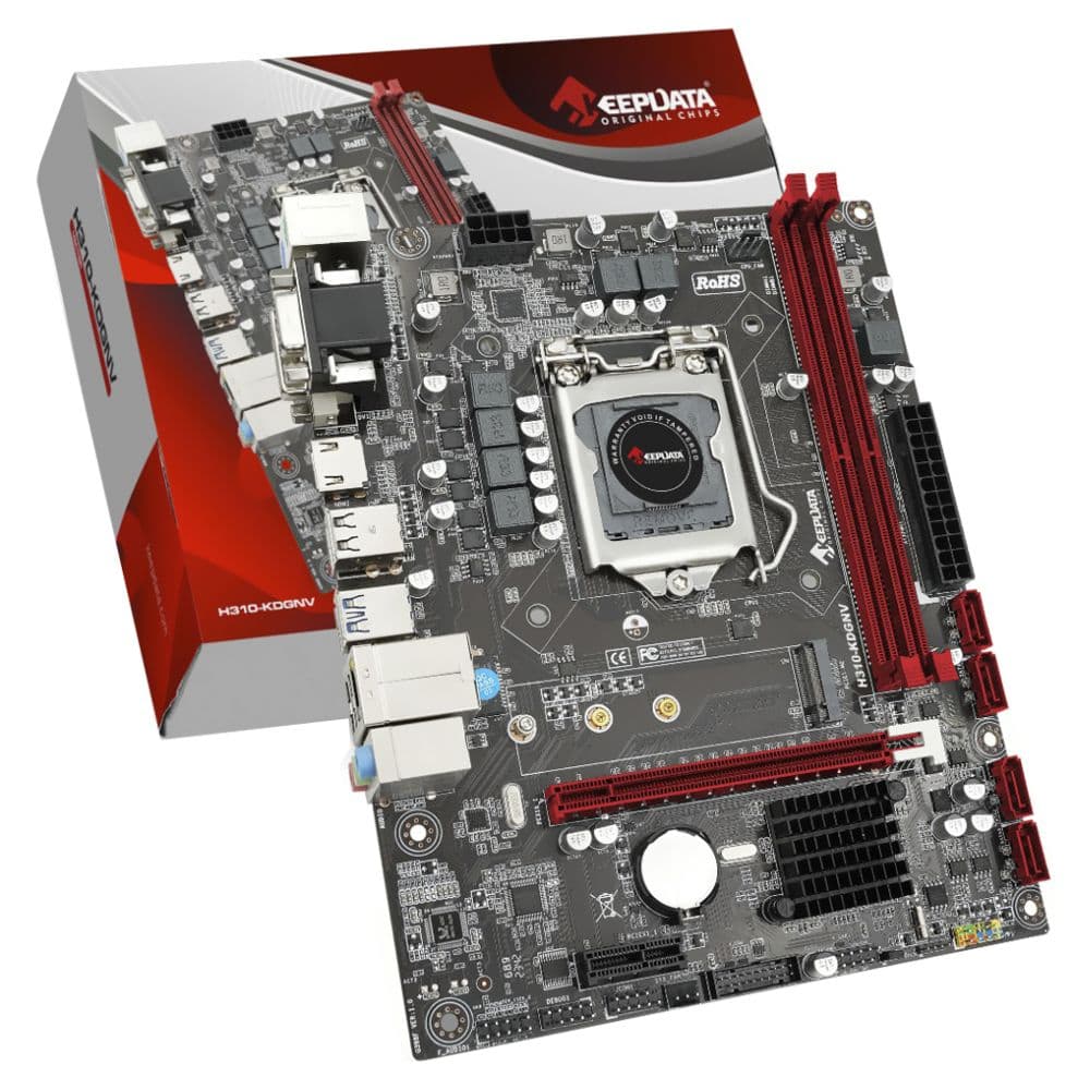 PLACA MÃE 1151 KEEPDATA H310 KDGNV DVI/VGA/HDMI DDR4 G8/G9