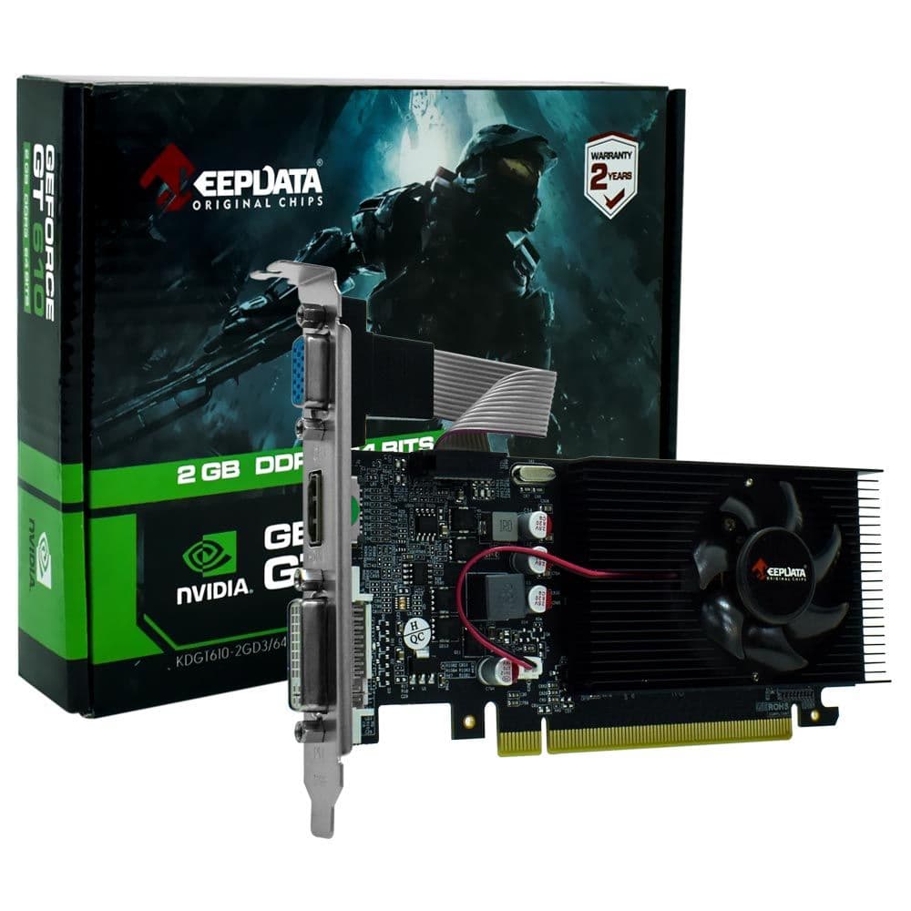 Placa de Vídeo 2GB Gt610 Keepdata DDR3 64BIT VGA/DVI/HDMI