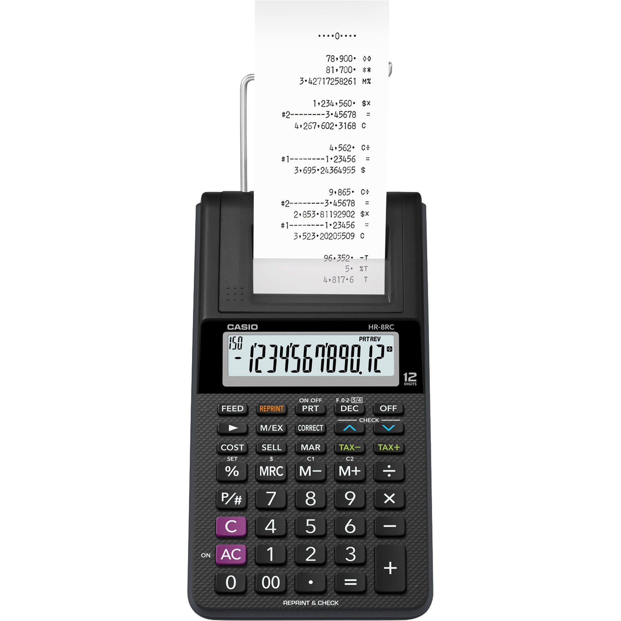 Calculadora Com Bobina Você Merece Isso CASIO HR-8RC-WE-B-DC Preta 12 ...