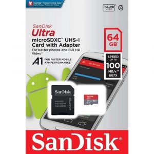 micro sd 64gb sandisk classe 10 ultra com adaptador 100mb s 2x1 50423 2000 201915