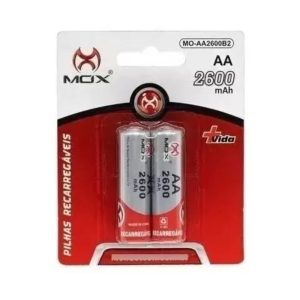 Pilha Recarregável AA 2600mah MOX com 2 Unidades
